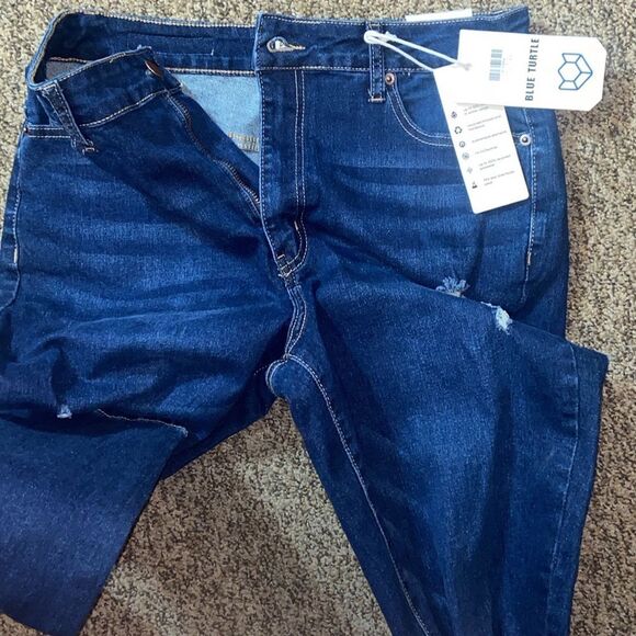 Blue Turtle Women's Blue Distressed Jeans Size 11 - Picture 5 of 14